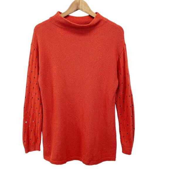 Moth Anthropologie Womens M Ceres Sweater Mockneck Burnt Orange Cottage Bohemian - Picture 1 of 9